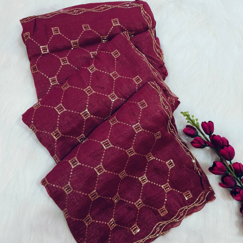 Shimmer Maroon Saree