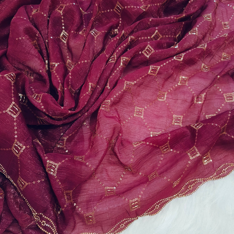 Shimmer Maroon Saree