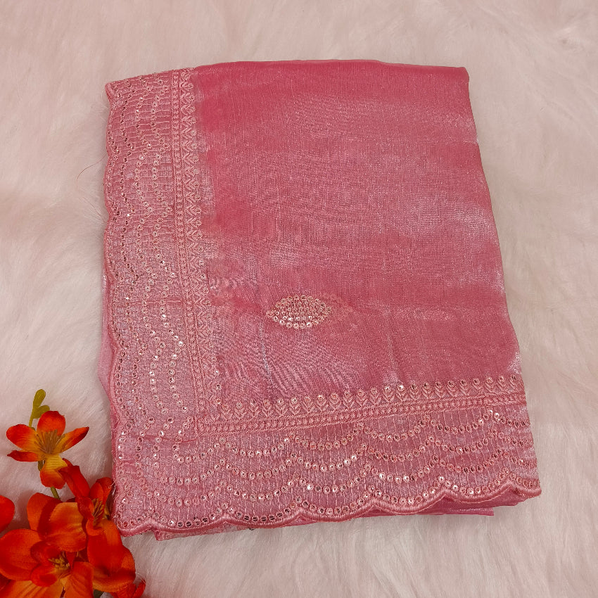 Chiffon Shimmer Pink Saree