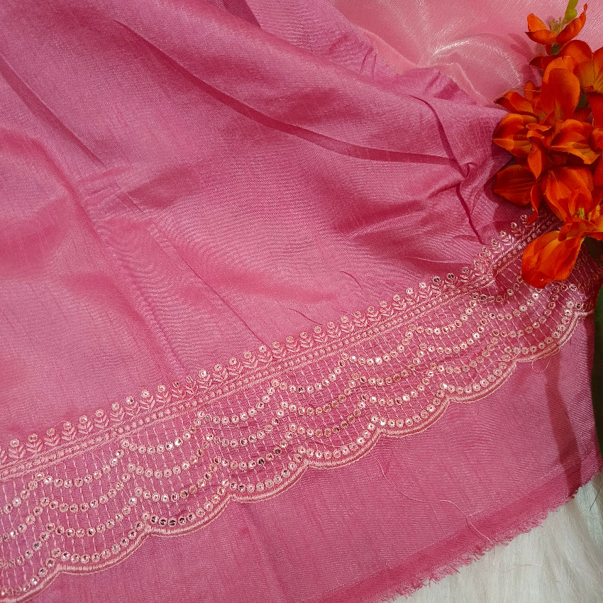 Chiffon Shimmer Pink Saree
