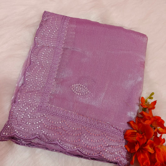 Chiffon Shimmer Lavender Saree