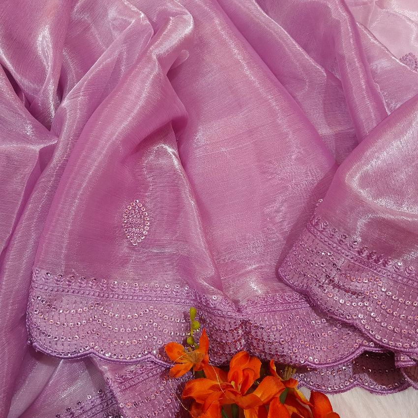 Chiffon Shimmer Lavender Saree