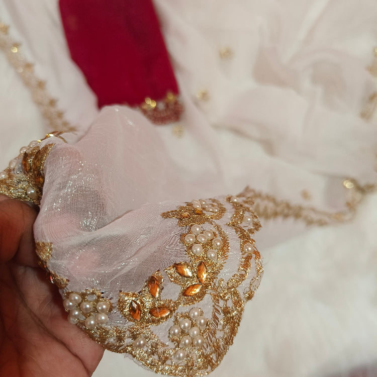 White Shimmer Embroidery Saree
