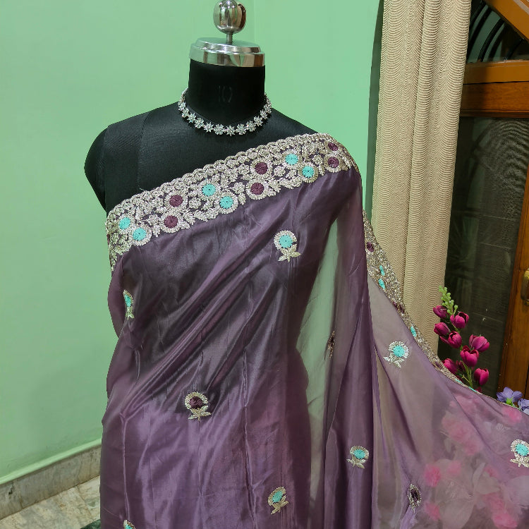 Organza Purple Saree