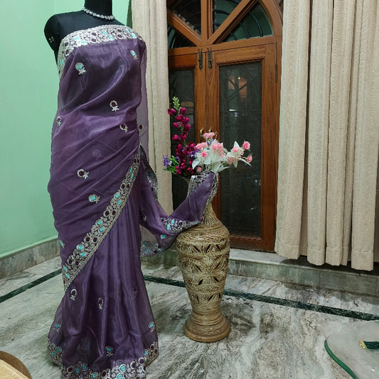 Organza Purple Saree