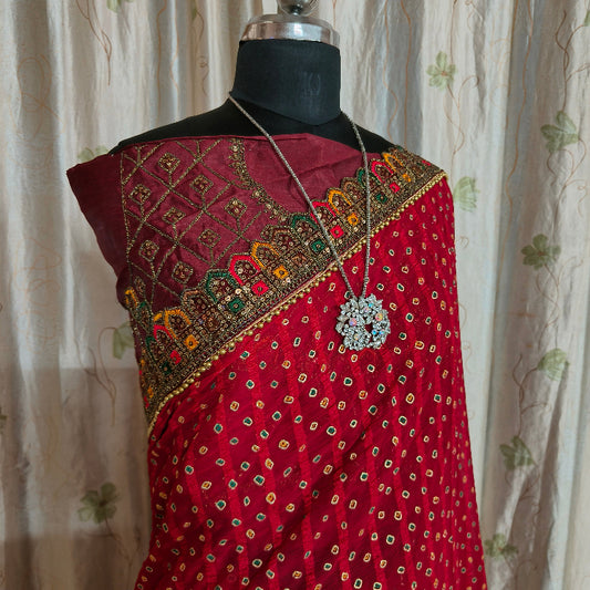 Red Georgette Printed Saree