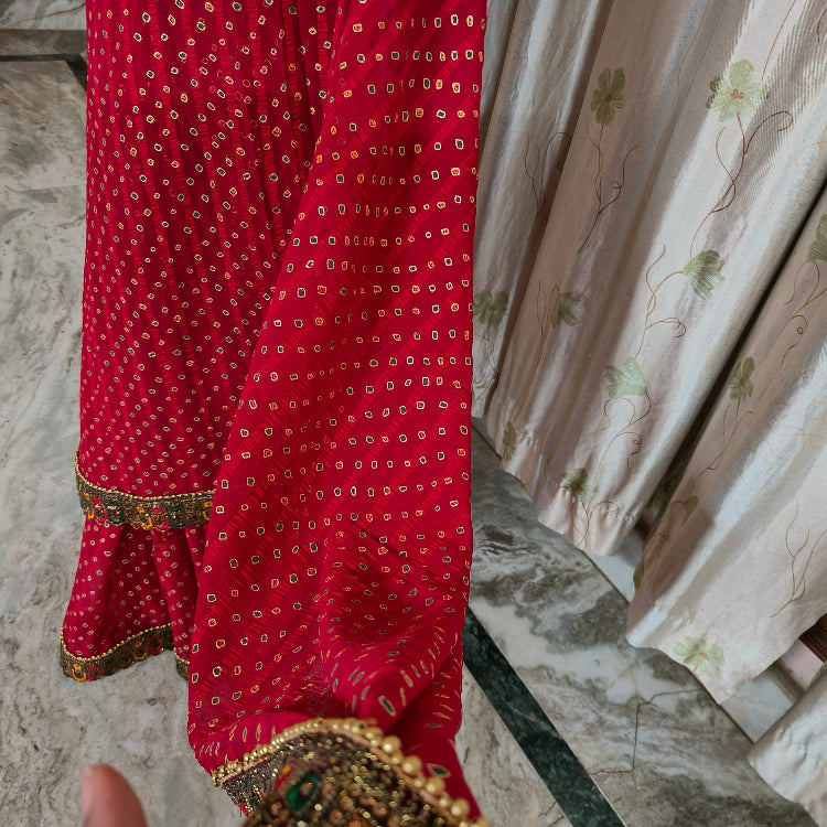 Red Georgette Printed Saree