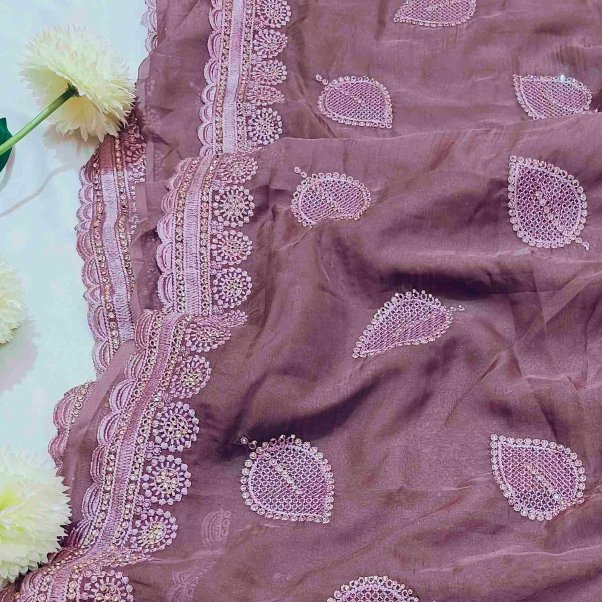 Pastel Lavender Satin Saree