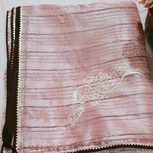 Organza Pastel Pink Saree