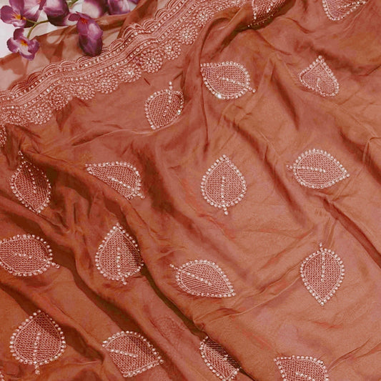 Brown Pastel Satin Saree