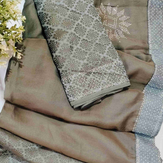 Pastel Grey Georgette Saree