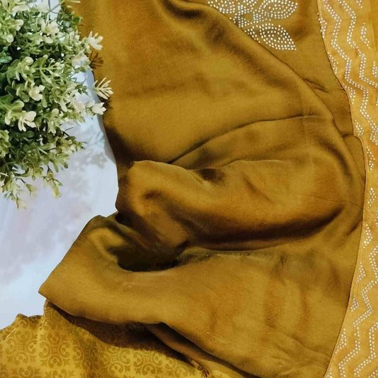 Mustard Yellow Georgette Saree
