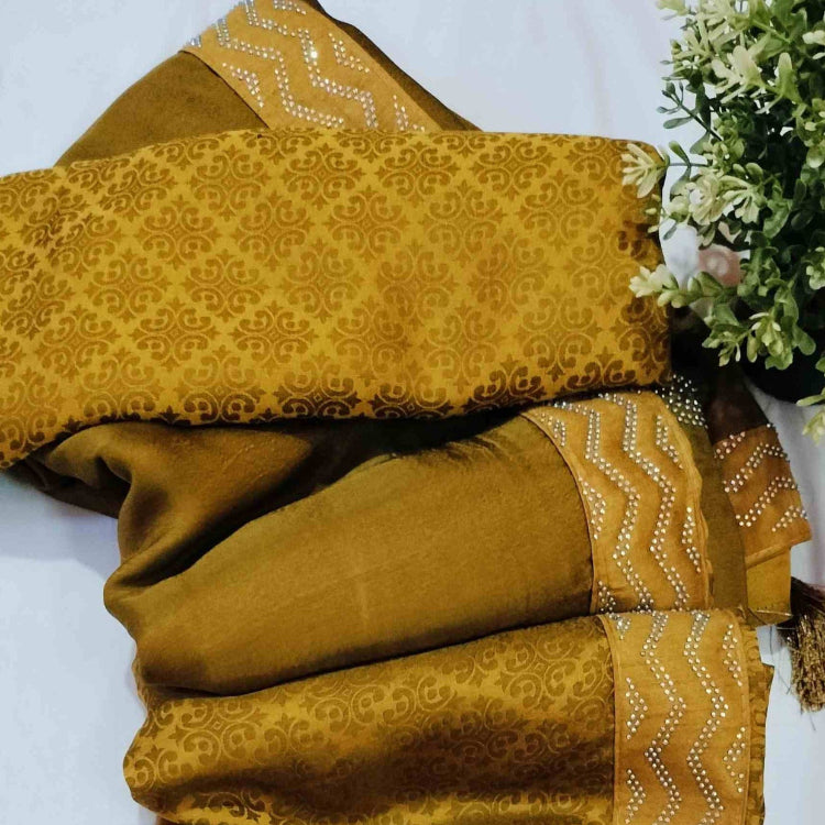 Mustard Yellow Georgette Saree